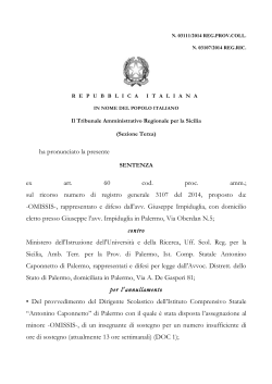 3 dicembre 2014 il TAR Sicilia - Diritto Civile Contemporaneo