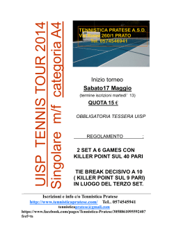 UISP TENNIS T OUR 2014 Singolare m/f categoria A4