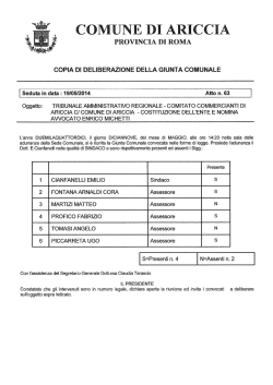 PROVINCIA DI ROMA - Comune di Ariccia