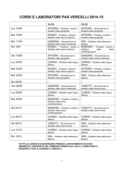 ORARIO dei corsi PAS II anno di Vercelli (set-ott)