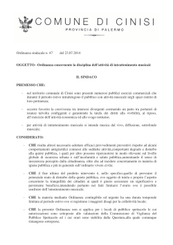 Ordinanza sindacale n. 47 del 23.07.2014