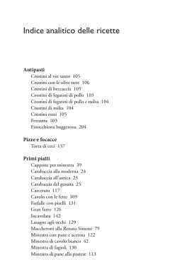 La cucina fiorentina - indice analitico delle ricette