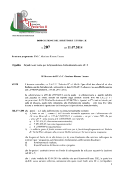 Ripartizione fondo per la Specialistica Ambulatoriale anno 2013