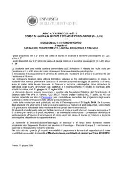 ISCRIZIONI AL II e III ANNO DI CORSO as