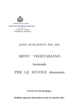 Menù scolastico vegetariano