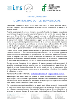 IL CONTRACTING OUT DEI SERVIZI SOCIALI