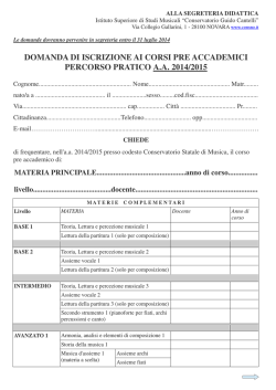 iscrizione pre accademico - Conservatorio Guido Cantelli