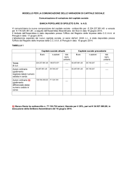 Comunicato stampa BPS - Banca Popolare di Spoleto