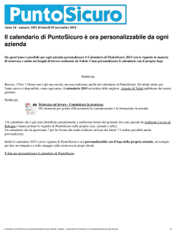 Il calendario di PuntoSicuro &egrave; ora personalizzabile da ogni azienda