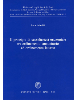 L. Grimaldi, Il principio di sussidiarietà orizzontale tra ordinamento