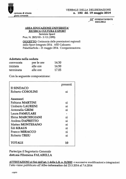 VERBALE DELLA DELIBERAZIONE comune di trieste n. 182 (Id. 19