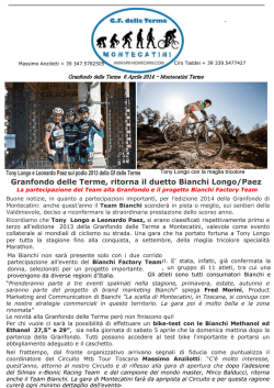 Granfondo delle Terme, ritorna il duetto Bianchi Longo/Paez