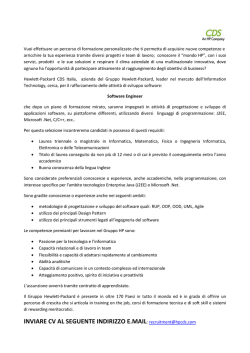 INVIARE CV AL SEGUENTE INDIRIZZO E.MAIL: recruitment@hpcds