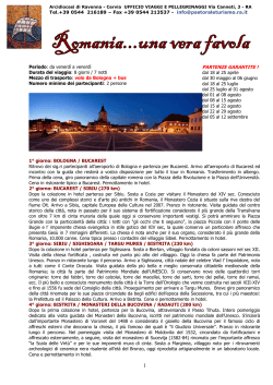 ROMANIA UNA VERA FAVOLA 2014 - Ufficio Viaggi e Pellegrinaggi