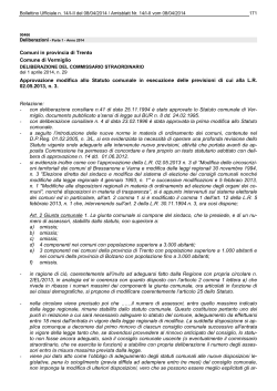 Comuni in provincia di Trento Comune di Vermiglio Approvazione