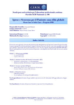 Igiene e Sicurezza per il Paziente: una sfida globale