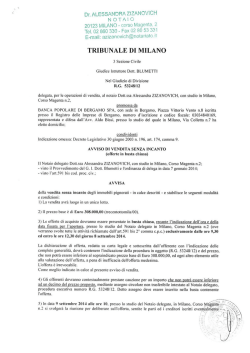 Dr. ALESSANDRA ZIZANOVICl-l N O T Al 0 20123 MILANO &laquo; corso