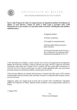 documento relativo al parere OIV sul codice di comportamento