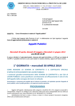 corso formazione materia appalti pubblici 30 aprile - 29 maggio