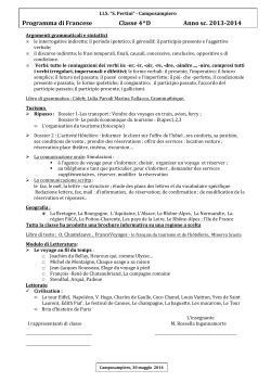 Programma di Francese Classe 4^D Anno sc. 2013-2014