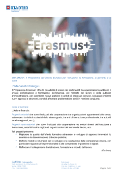 Bando Erasmus+ Partenariati Strategici (Scheda)