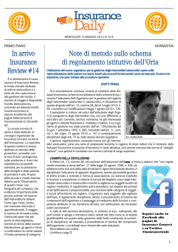 In arrivo Insurance Review #14 Note di metodo