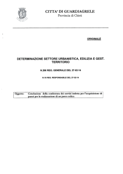 Determinazione Settore Urbanistica, Edil. e Gest. Territorio