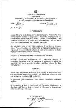 Decreto n. 34/2014 – Prima Sezione Penale