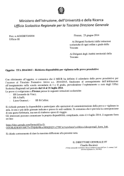 Richiesta Disponibilità nelle prove preselettive