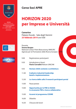 HORIZON 2020 per Imprese e Universit&agrave;