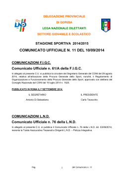 COMUNICATO UFFICIALE N. 11 DEL 10/09/2014