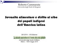 Diritto al cibo e sovranit&agrave; alimentare dei popoli indigeni