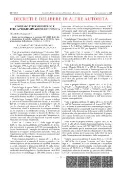 Deliberazione CIPE n. 21/2014 - Regione Autonoma della Sardegna