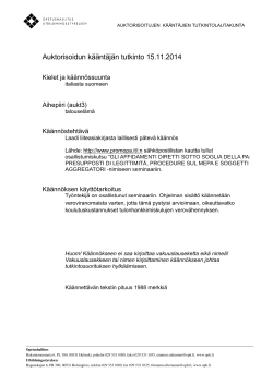Auktorisoidun kääntäjän tutkinto 15.11.2014