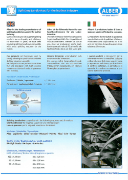 Splitting Bandknives for the leather industry