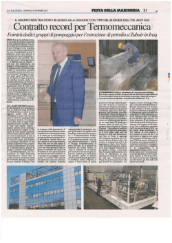 IRAQ La Nazione 29/09/2013 - TM.P. Termomeccanica Pumps