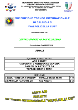 Comunicato 07 Finali Valpolicella Cup 2014