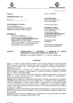 Il Sindaco ORDINANZA RCR N. 179 Prot. gen. N.