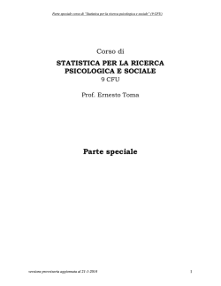 Parte speciale - Scienze della Formazione, Psicologia