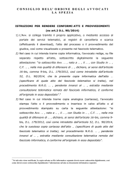 Istruzioni per la conformità ex art.52 D.L. 90-2014