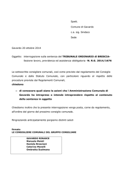 Interpellanza sentenza N. R.G. 2014-1676