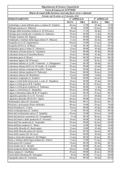INSEGNAMENTO Dipartimento di Scienze
