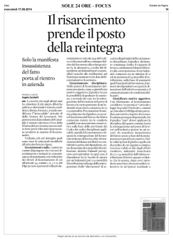 Il risarcimento prende il posto della reintegra