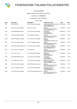 CALENDARIO UNDER 19 NPO 2014