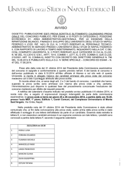 AVVISO esito prova scritta - Università degli Studi di Napoli Federico II