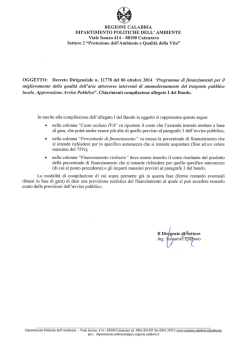 Chiarimenti compilazione allegato I Bando