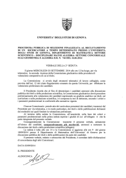 valutazione preliminare e candidati ammessi al colloquio