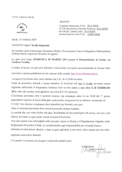 Programma Torneo GpT 1° Livello - Sacile 09.03.2014