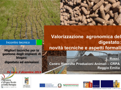 Valorizzazione agronomica del digestato: novità tecniche e aspetti