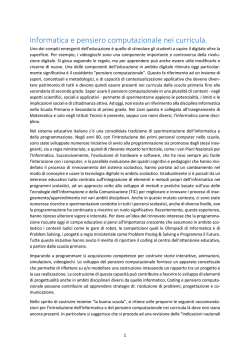 Informatica e pensiero computazionale nei curricula.